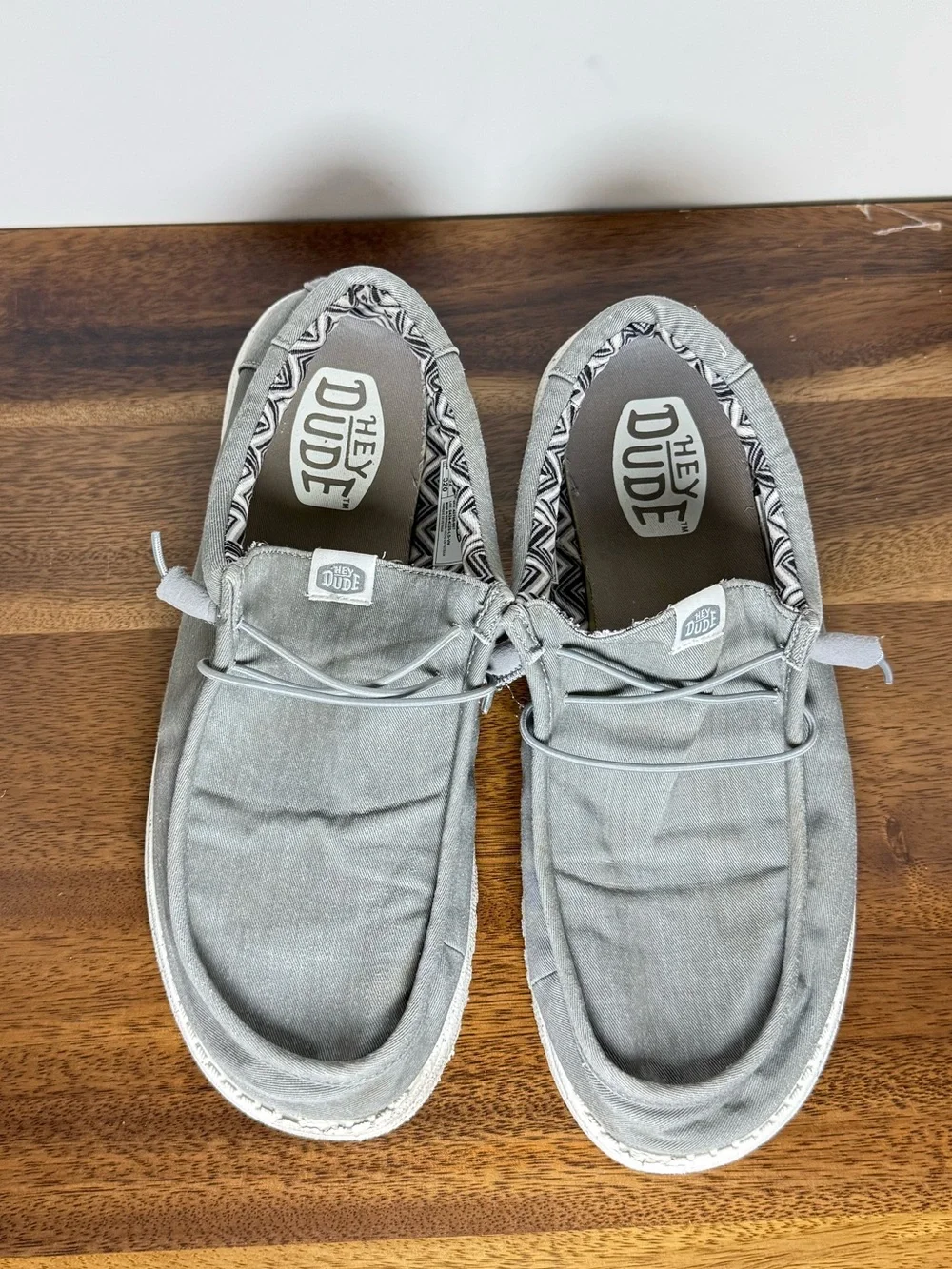 Hey Dude Wally Stretch Canvas Light Grey Men’s Size 14 Slip On Shoes